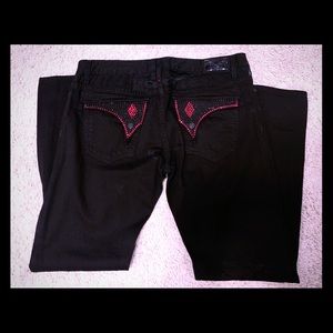 Black Colored ~ROBIN’S JEAN~ W/ Red Crystals